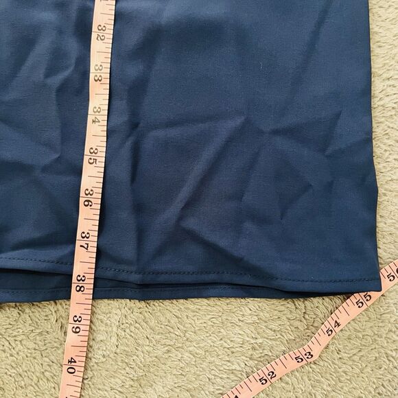 Wkior Shift Dress V Neck Short Ruffle  Sleeves Solid Color Casual Flowy Blue Tan - Picture 10 of 11